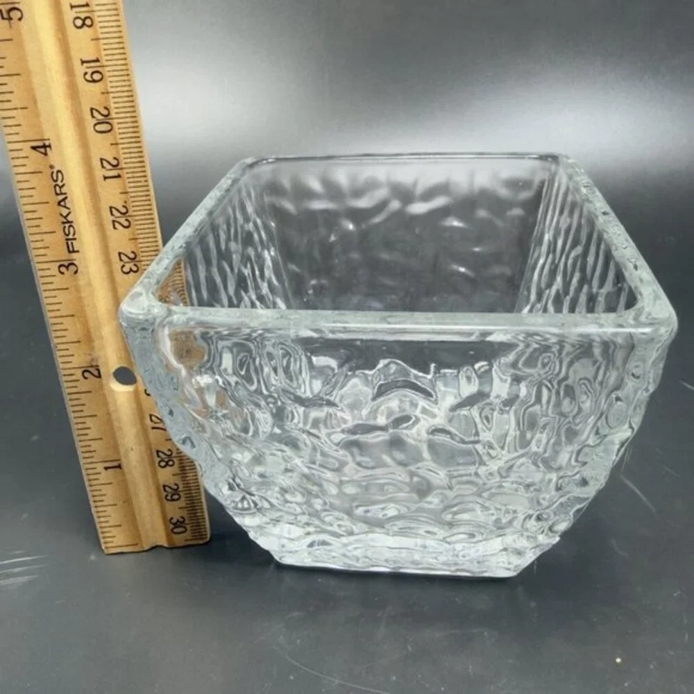 Disaronno Amaretto Rippled Italian Square Clear Dish Bowl Set 2 Bowls Dishes VTG